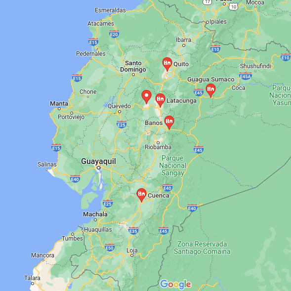 Map of the places I visited in Ecuador in October 2022.